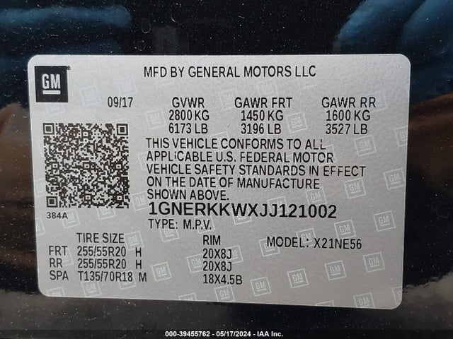Chevrolet Traverse Premier 2018 1GNERKKWXJJ121002 Image 9