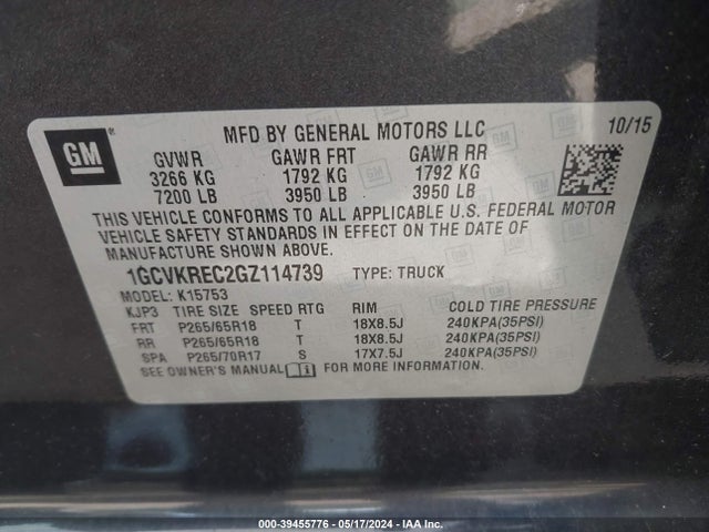 Chevrolet Silverado 1500 2lt 2016 1GCVKREC2GZ114739 Image 9