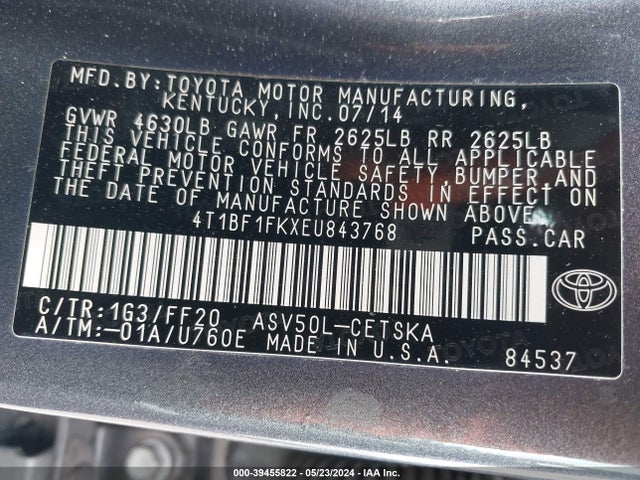 Toyota CAMRY SE 2014 4T1BF1FKXEU843768 Image 9