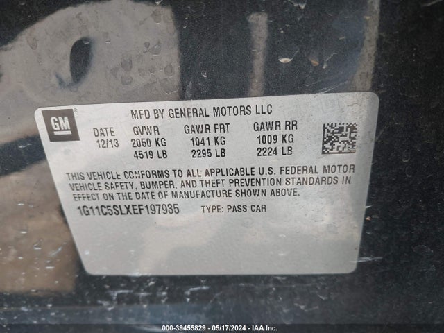Chevrolet MALIBU 1LT 2014 1G11C5SLXEF197935 Image 9