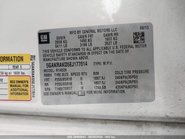 5GAKRAKD5EJ177814 Buick Enclave Convenience