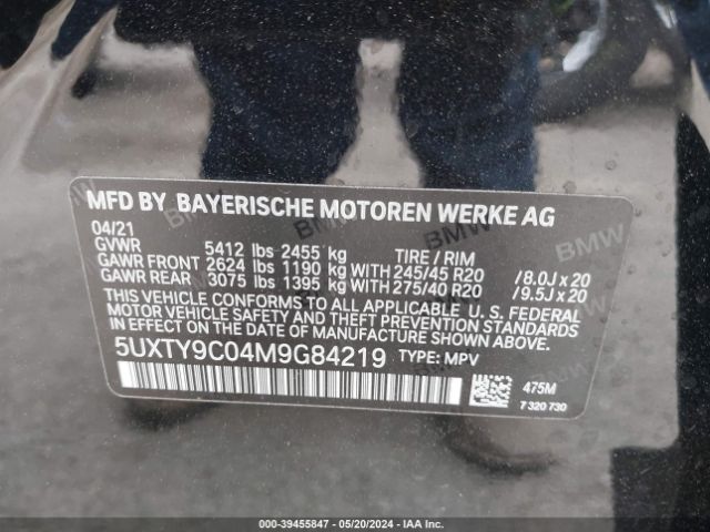 5UXTY9C04M9G84219 BMW X3 M40i