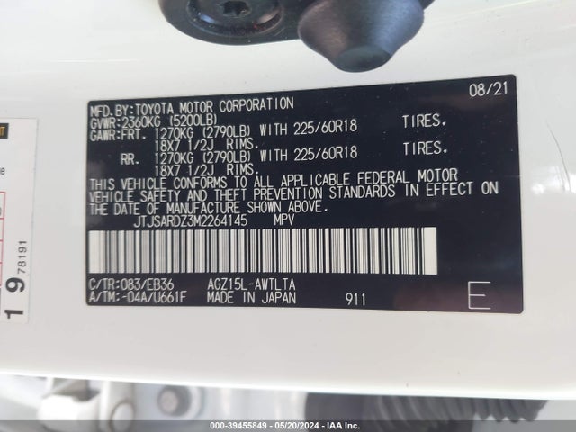 JTJSARDZ3M2264145 Lexus Nx 300 F Sport