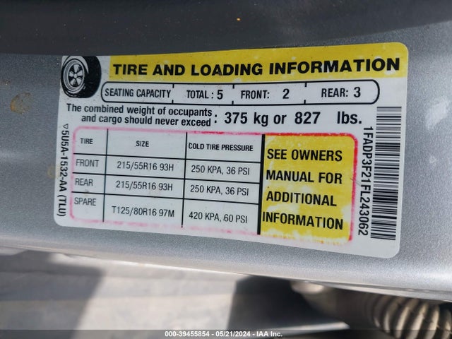 Ford FOCUS SE 2015 1FADP3F21FL243062 Image 9