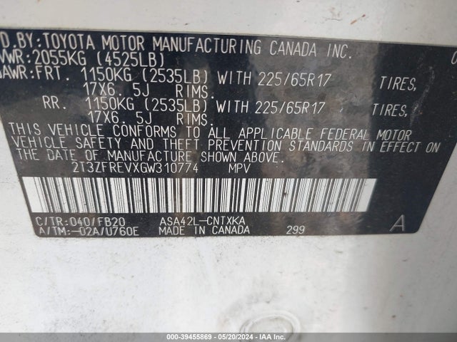 Toyota RAV4 LE 2016 2T3ZFREVXGW310774 Image 9