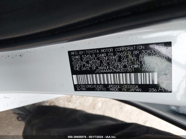 Toyota Mirai Xle 2022 JTDAAAAA7NA007351 Image 9
