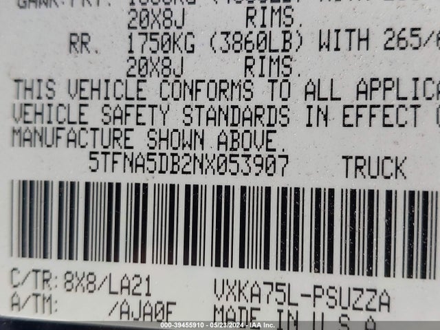 Toyota Tundra Platinum 2022 5TFNA5DB2NX053907 Image 9