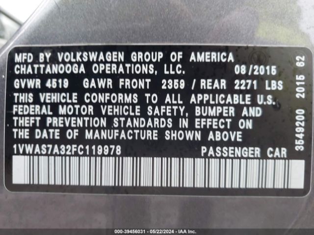 1VWAS7A32FC119978 Volkswagen Passat 1.8t Limited Edition