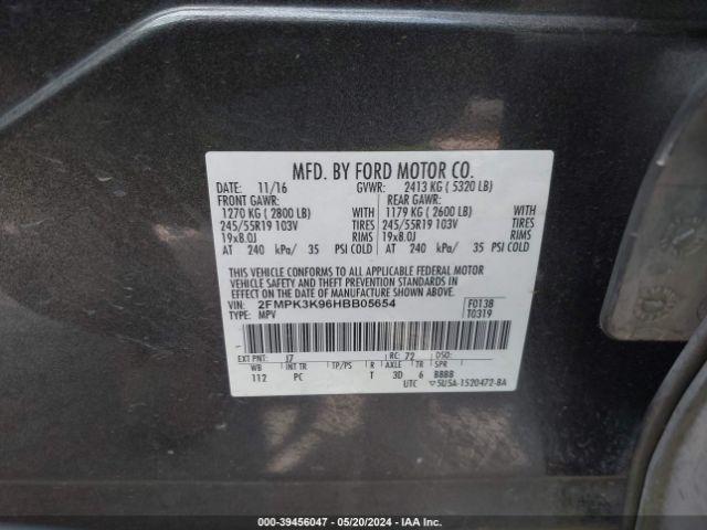 2FMPK3K96HBB05654 Ford Edge Titanium
