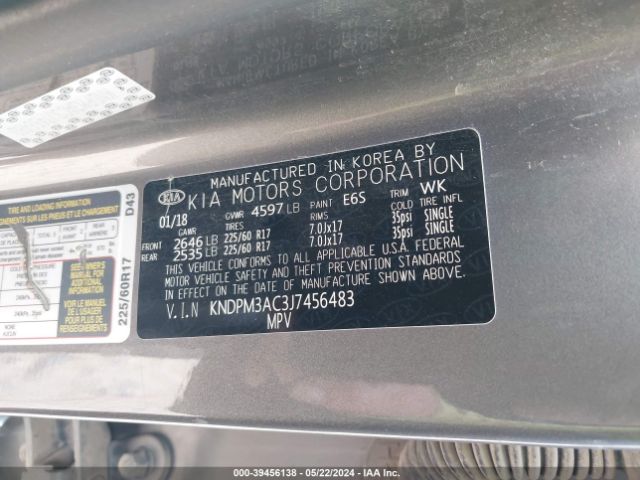 KNDPM3AC3J7456483 KIA Sportage Lx