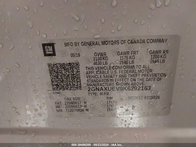Chevrolet EQUINOX LT 2019 2GNAXUEV9K6292163 Image 9