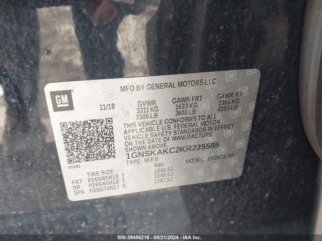 Chevrolet Tahoe Ls 2019 1GNSKAKC2KR235585 Image 9