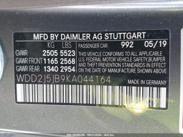 WDD2J5JB9KA044164 Mercedes-Benz CLS 450