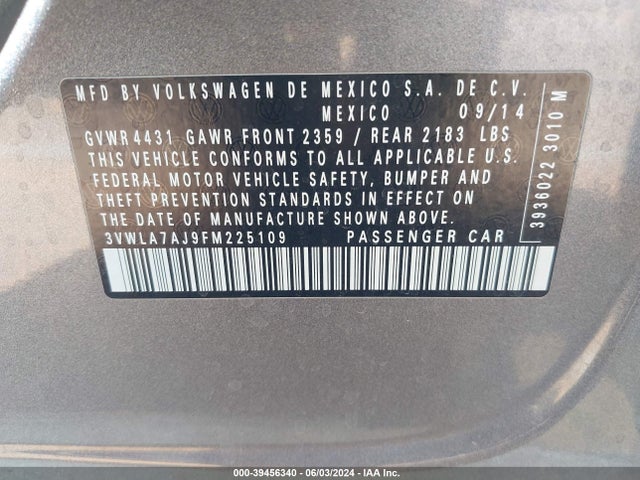 3VWLA7AJ9FM225109 Volkswagen Jetta 2.0l Tdi Se
