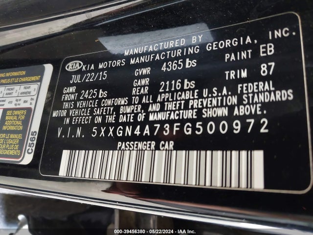 KIA OPTIMA EX 2015 5XXGN4A73FG500972 Image 9