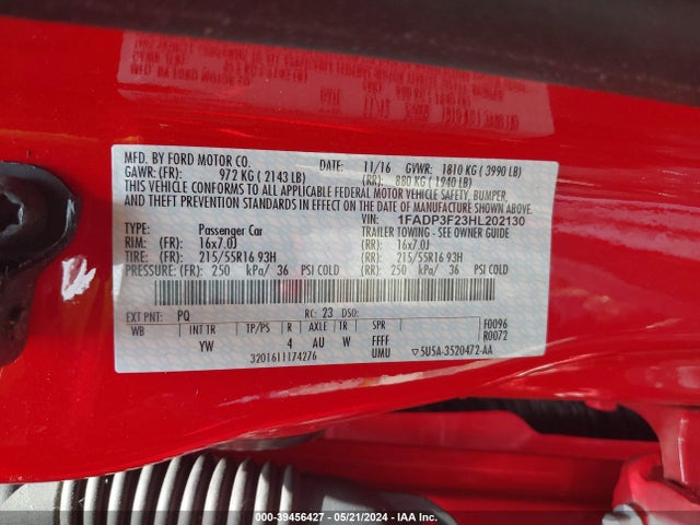 Ford FOCUS SE 2017 1FADP3F23HL202130 Image 9