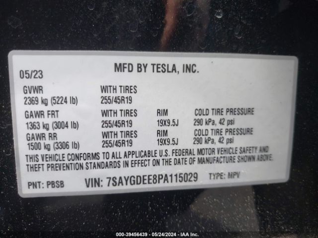 7SAYGDEE8PA115029 Tesla Model Y Awd/long Range Dual Motor All-wheel Drive
