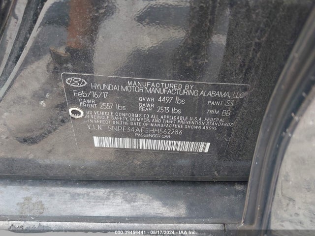 Hyundai Sonata Limited 2017 5NPE34AF5HH562286 Image 9
