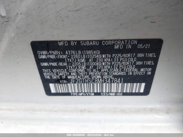 Subaru Crosstrek Sport 2021 JF2GTHSC8MH347841 Image 9