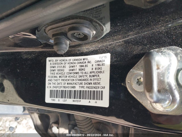 Honda CIVIC EX 2016 2HGFC2F78GH510489 Image 9