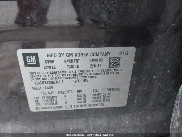 KL4CJFSB6GB644316 Buick Encore Convenience