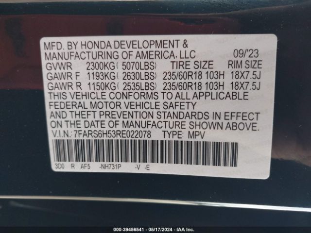 7FARS6H53RE022078 Honda Cr-v Hybrid Sport