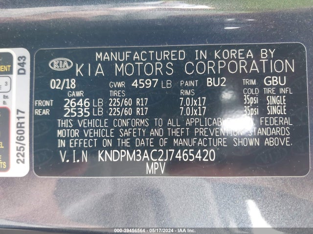 KIA Sportage Lx 2018 KNDPM3AC2J7465420 Image 9