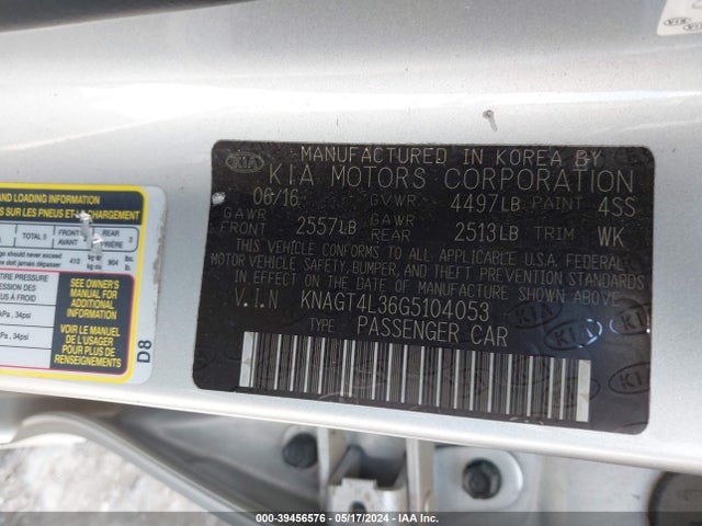 KIA Optima Lx 2016 KNAGT4L36G5104053 Image 9