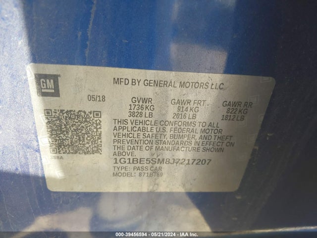 Chevrolet Cruze Lt Auto 2018 1G1BE5SM8J7217207 Image 9