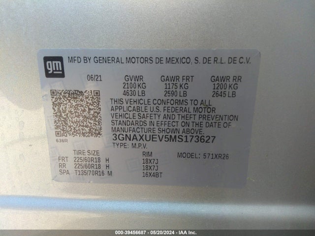 Chevrolet Equinox Awd Lt 2021 3GNAXUEV5MS173627 Image 9