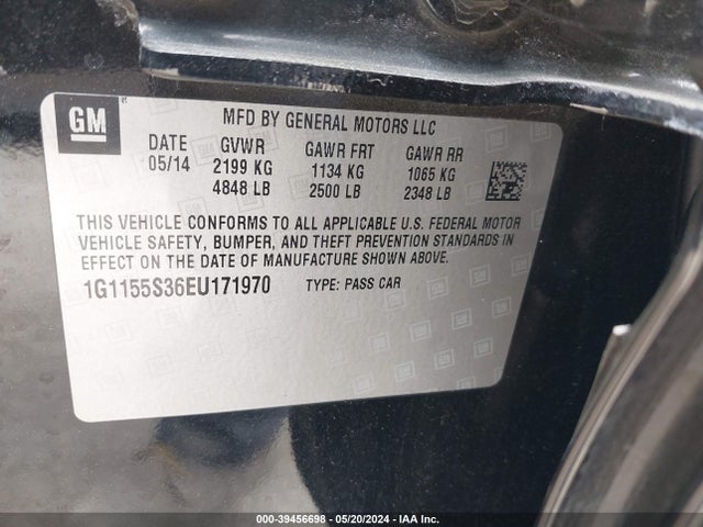 Chevrolet IMPALA 2LZ 2014 1G1155S36EU171970 Image 9