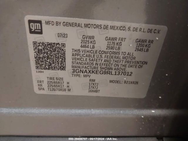 3GNAXKEG9RL137012 Chevrolet Equinox Fwd Lt