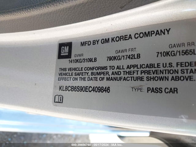 Chevrolet Spark Ls Auto 2014 KL8CB6S90EC409846 Image 9