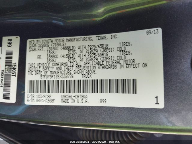 5TFUY5F12EX330776 Toyota Tundra Sr5 5.7l V8