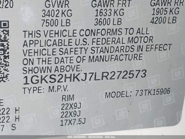 1GKS2HKJ7LR272573 GMC Yukon Xl 4wd Denali