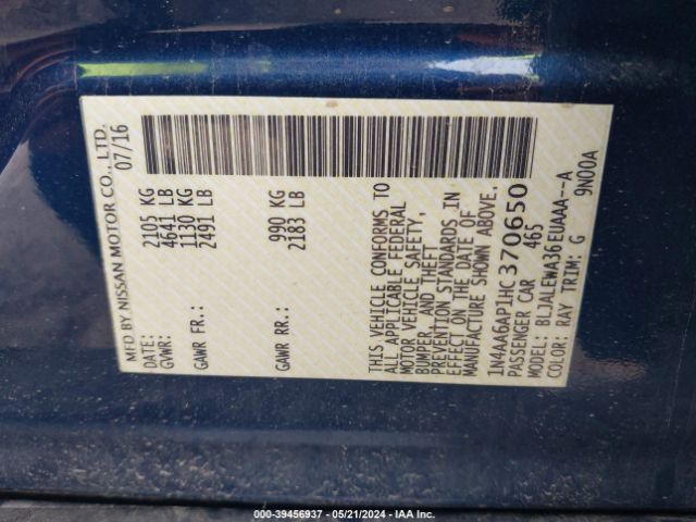 1N4AA6AP1HC370650 Nissan Maxima 3.5 Sl