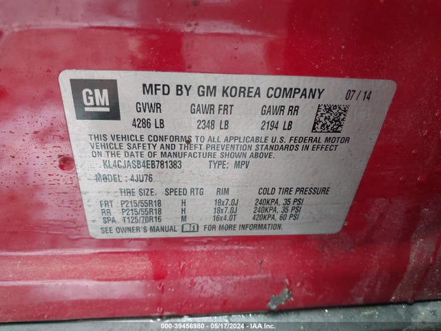 KL4CJASB4EB781383 Buick Encore