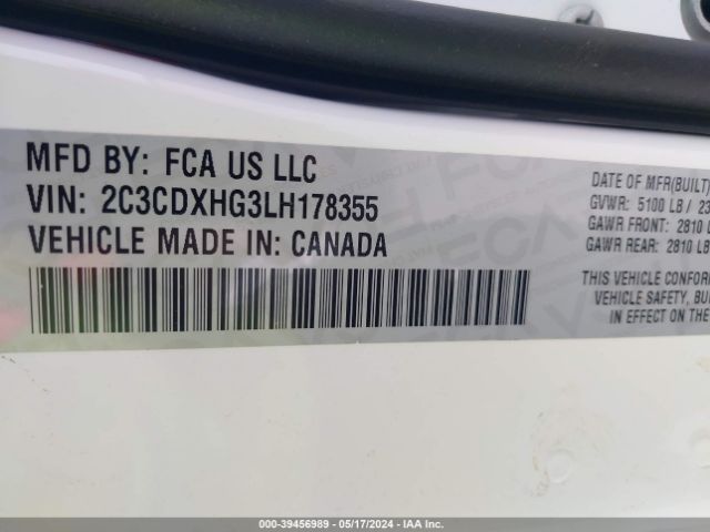 2C3CDXHG3LH178355 Dodge Charger Gt Rwd