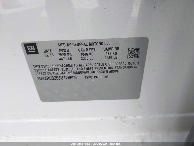 1G4ZR5SZ6JU128609 Buick Lacrosse Premium