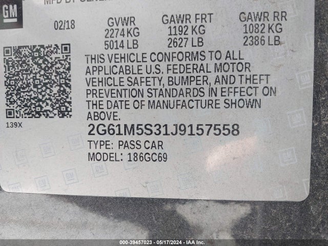 2G61M5S31J9157558 Cadillac XTS LUXURY