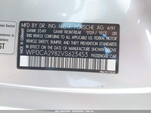 1997 PORSCHE BOXSTER WP0CA2982VS623453 Photo 8