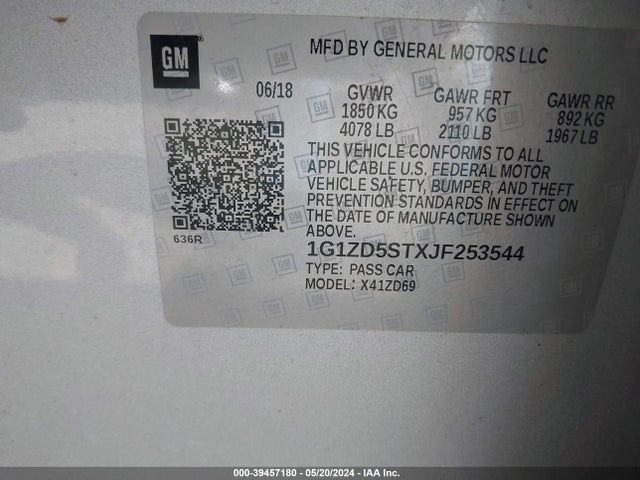 Chevrolet MALIBU LT 2018 1G1ZD5STXJF253544 Image 9