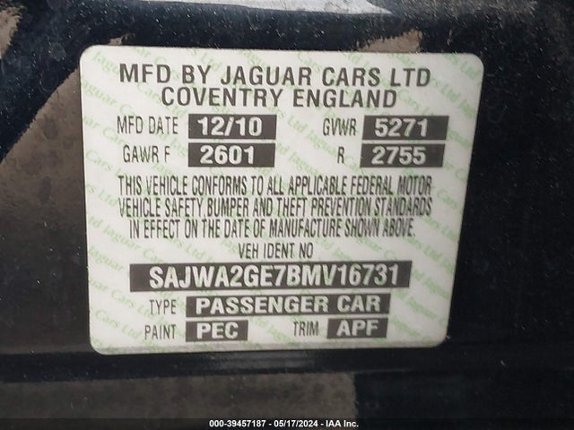 2011 JAGUAR XJ SAJWA2GE7BMV16731 Photo 8