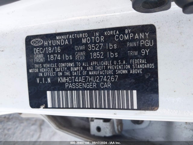 Hyundai ACCENT SE 2017 KMHCT4AE7HU274267 Image 9