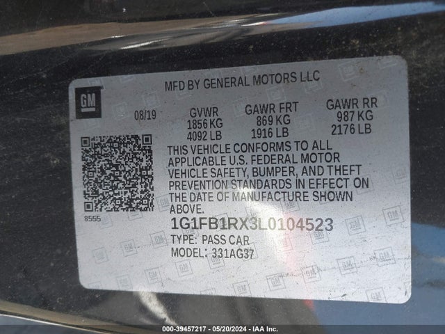 Chevrolet Camaro Rwd  1ls 2020 1G1FB1RX3L0104523 Image 9