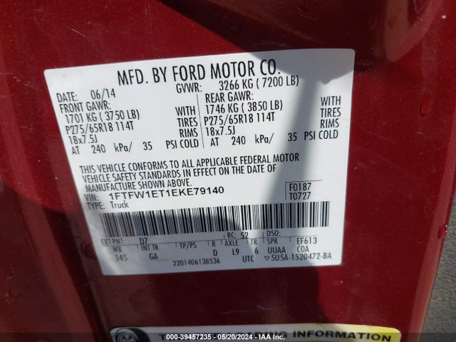 Ford F-150 Xlt 2014 1FTFW1ET1EKE79140 Image 9