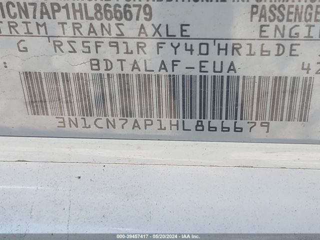 3N1CN7AP1HL866679 Nissan Versa 1.6 S