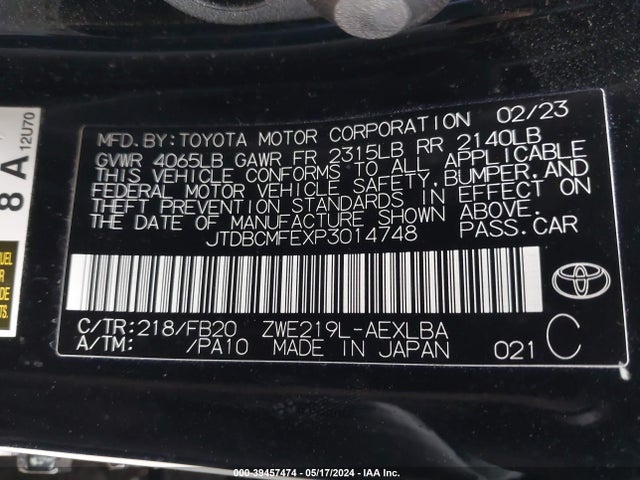 Toyota Corolla Hybrid Le 2023 JTDBCMFEXP3014748 Image 9