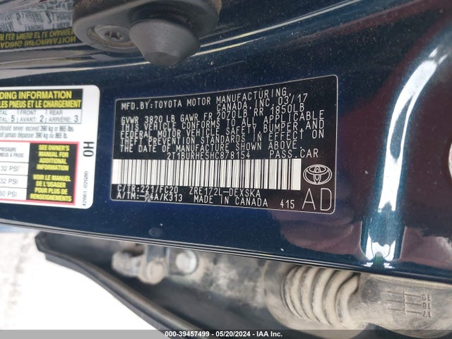 Toyota COROLLA SE 2017 2T1BURHE5HC878154 Image 9