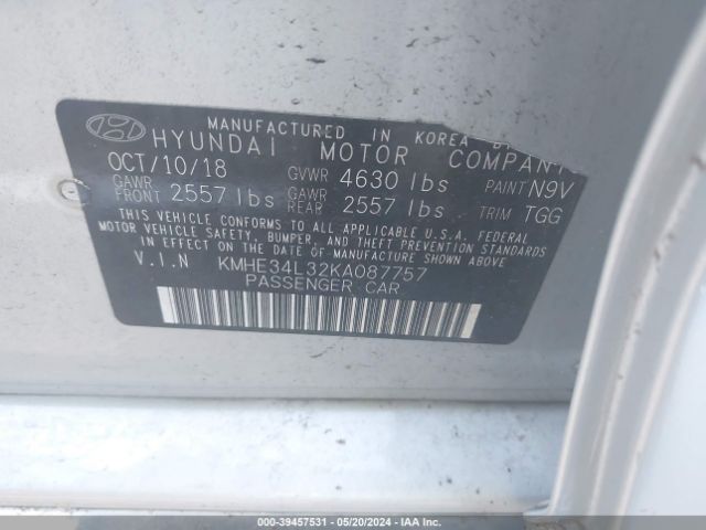 KMHE34L32KA087757 Hyundai Sonata Hybrid Limited